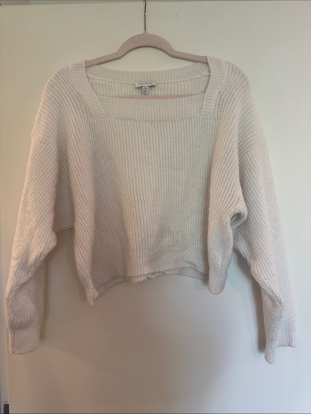 Topshop Cream Square Neck Knit Sweater